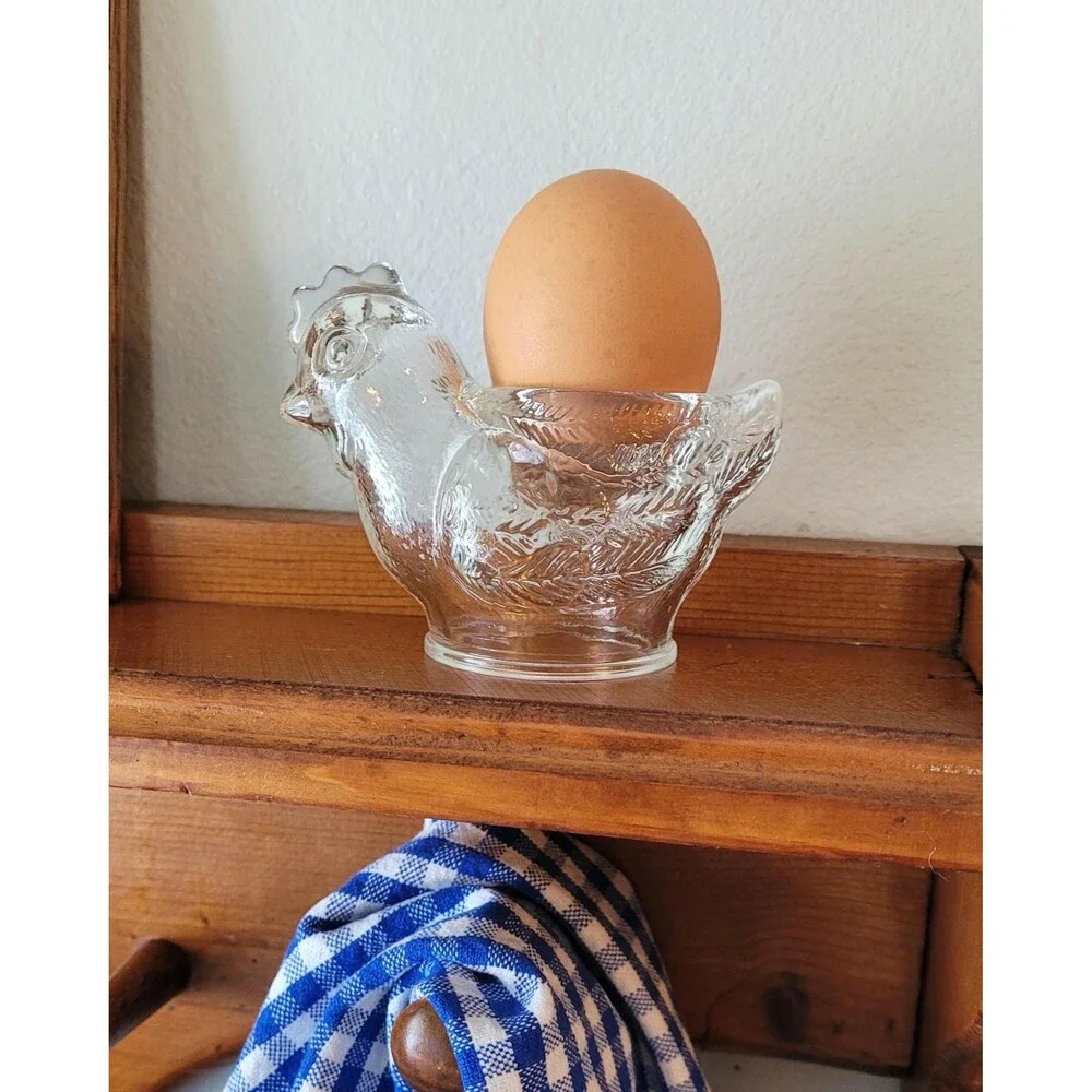 Vintage Egg Cup Clear Glass Hen on Nest WMF Germany